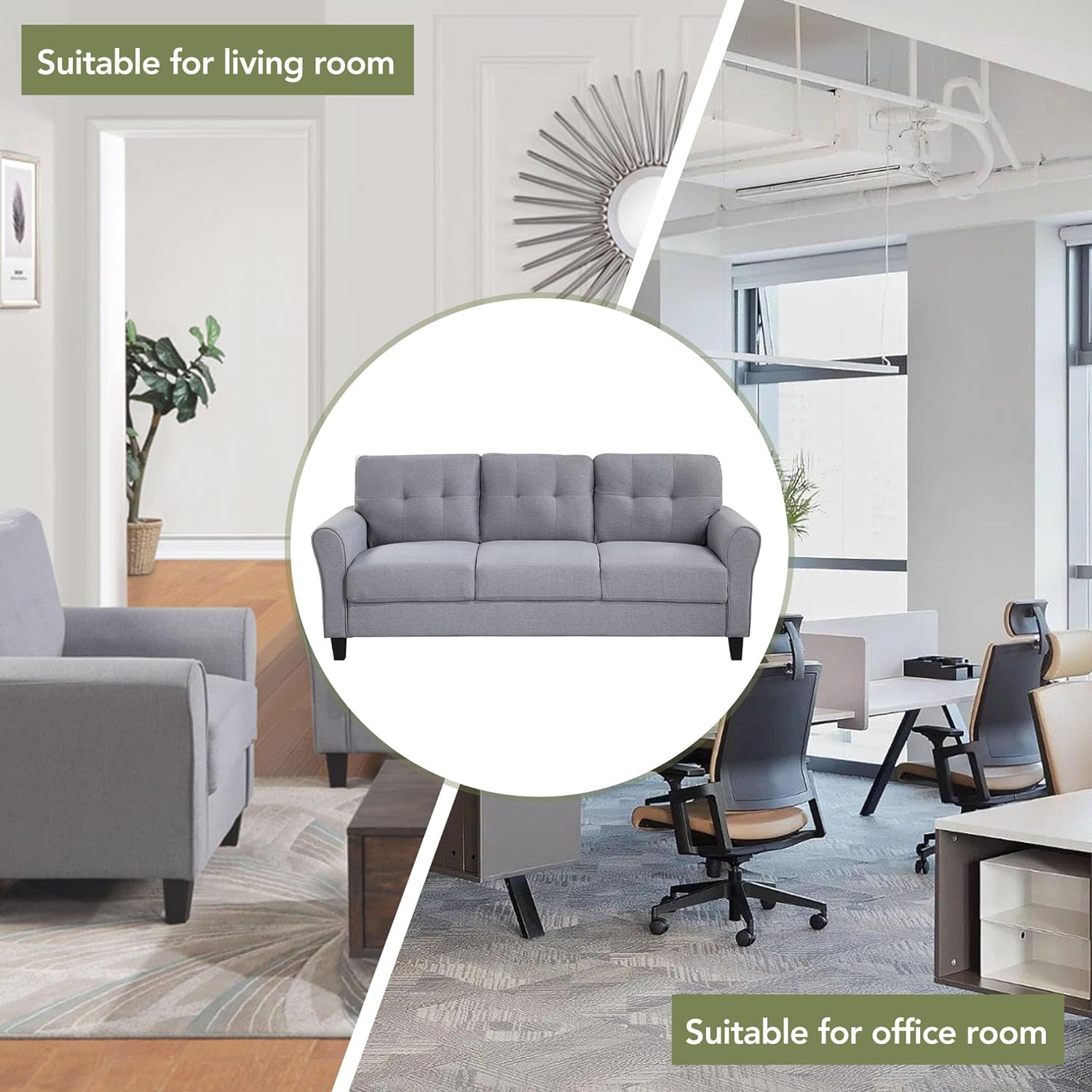 Light Grey-Blue 3-Seat Sectional Sofa Set I660
