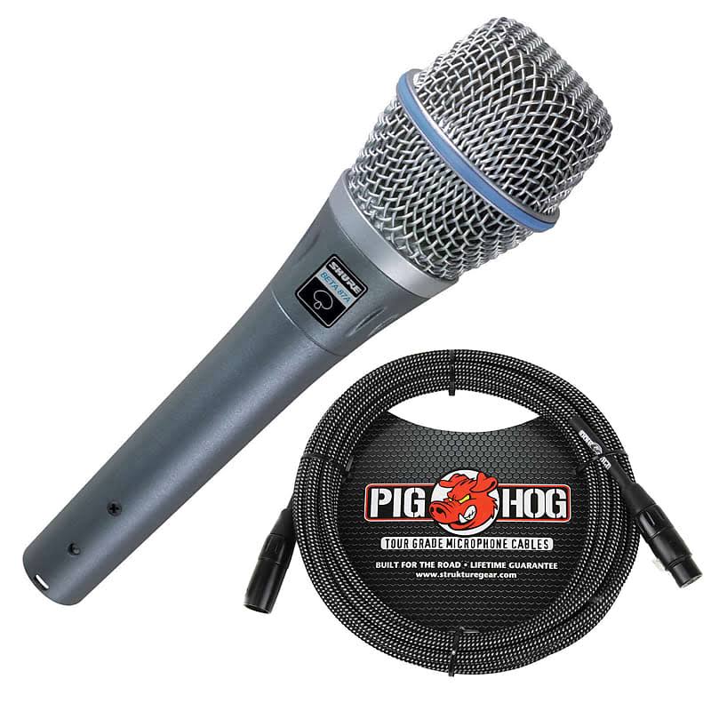 Black White Supercardioid Condenser Microphone with 20ft XLR Mic Cable W139