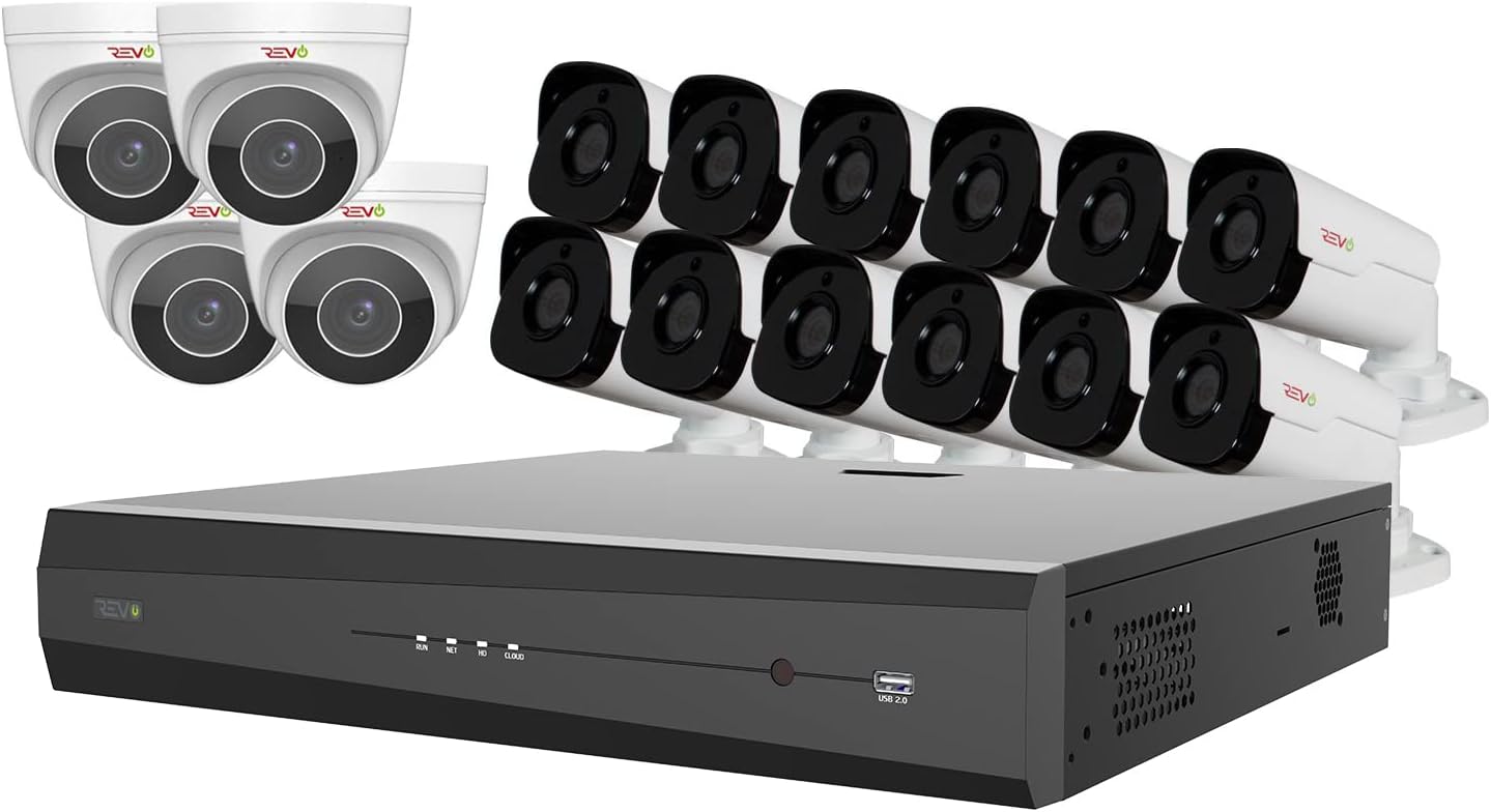 16Ch 4TB HDD IP NVR Video Surveillance System with 12x 4MP Bullet Camera and 4x 4MP Turret Cameras J535441