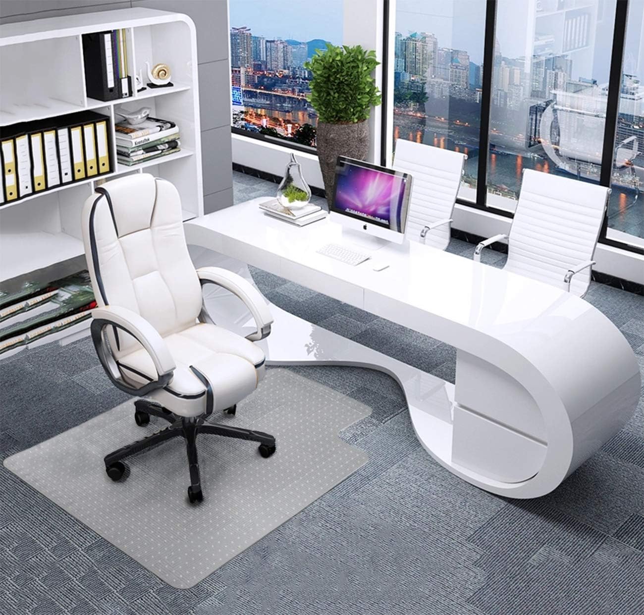 Transparent Thick Chair Mats for Carpet with Grippers (53'' x 45'' with Lip) B768