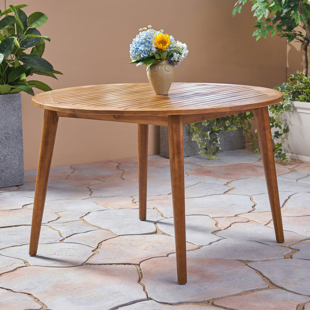 Gray Acacia Wood Round Dining Table X607