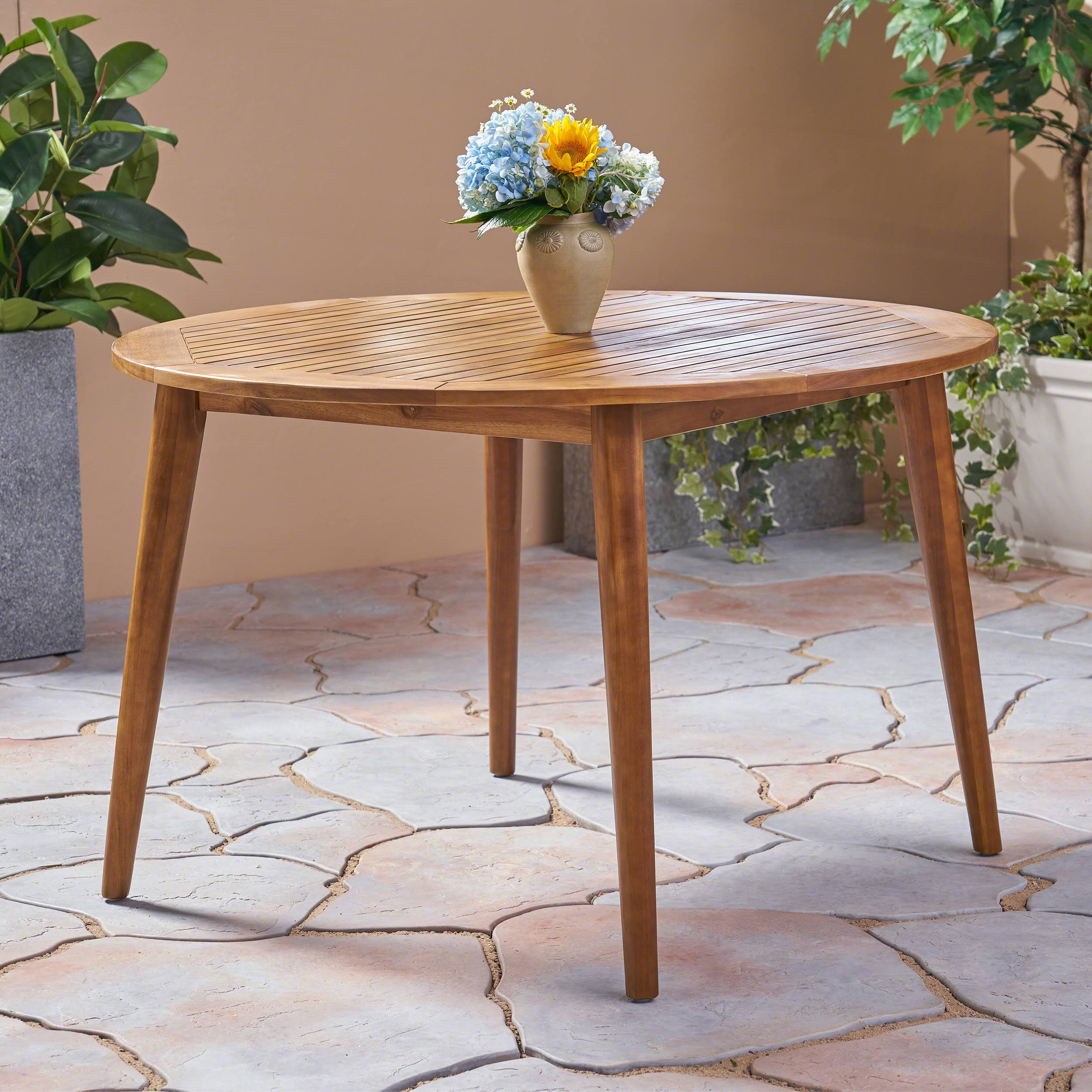 Gray Acacia Wood Round Dining Table X607