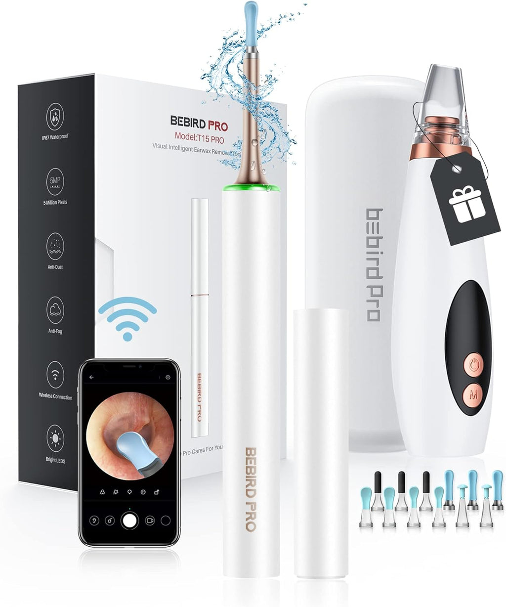 Black Ear Wax Removal Tool with HD Camera, Wi-Fi Connection, Pack of 2 A18662