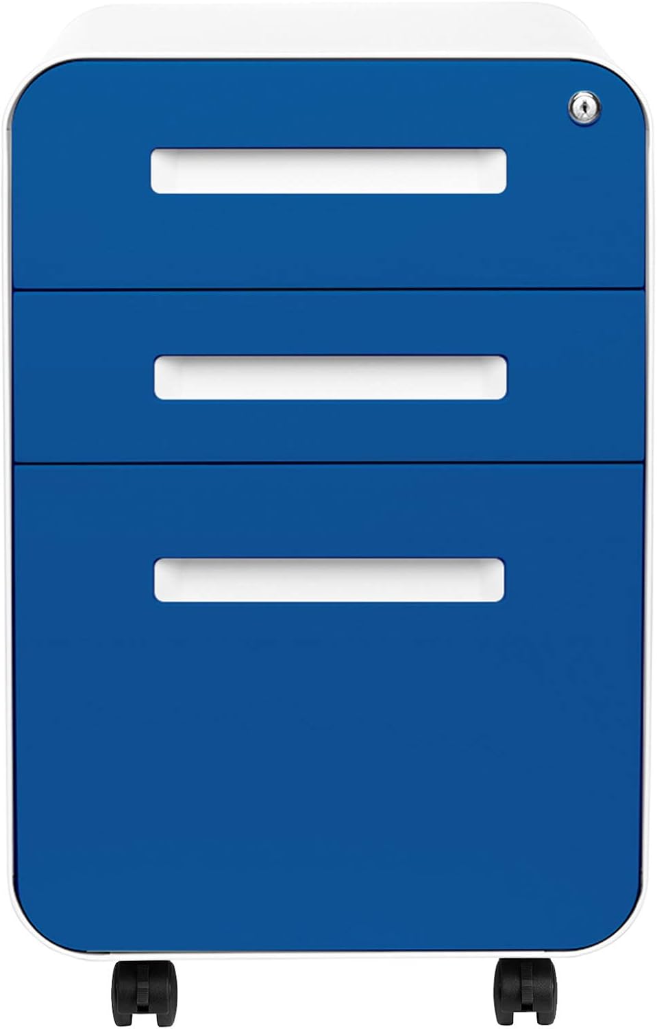 3-Drawer Mobile File Cabinet Blue Faceplate B5867