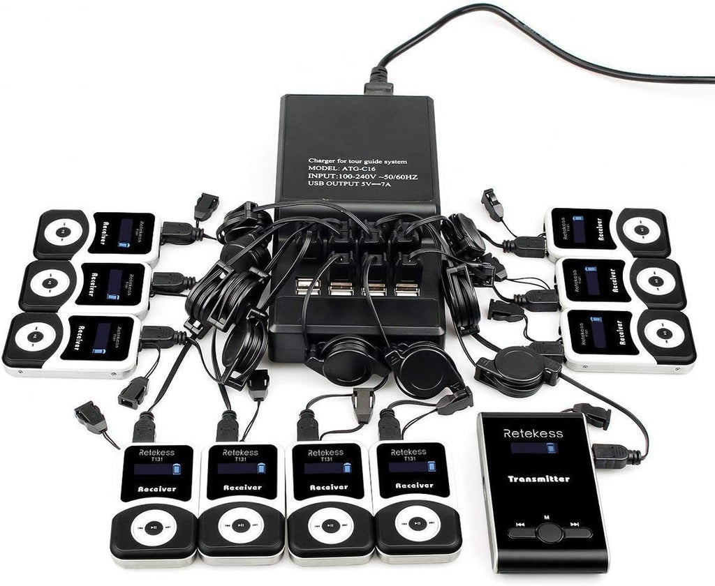 Case of 1 Transmitter 10 Receivers 1 Charger Base Wireless Multichannel Simultaneous Translation Equipment H840