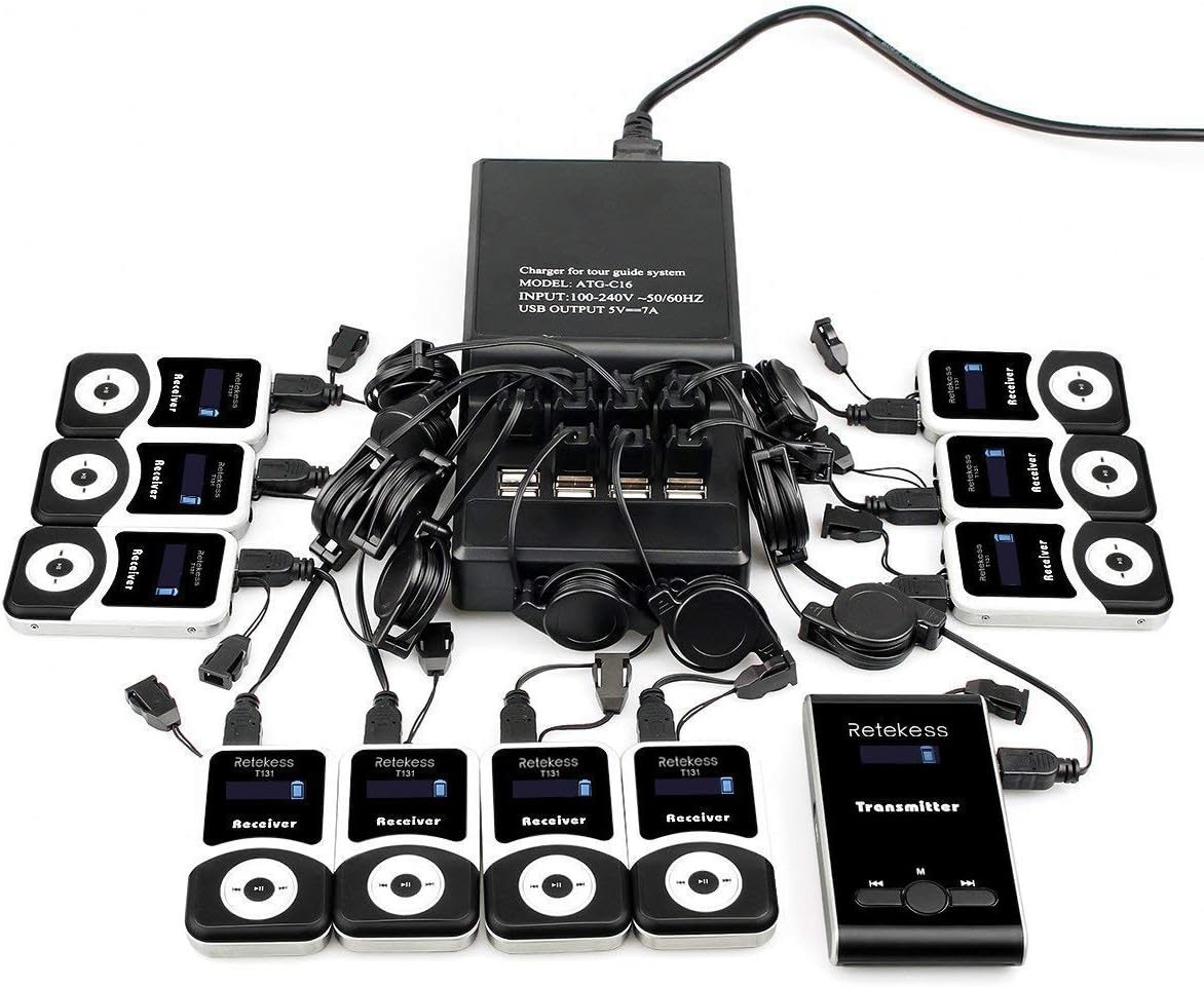 Case of 1 Transmitter 10 Receivers 1 Charger Base Wireless Multichannel Simultaneous Translation Equipment H840