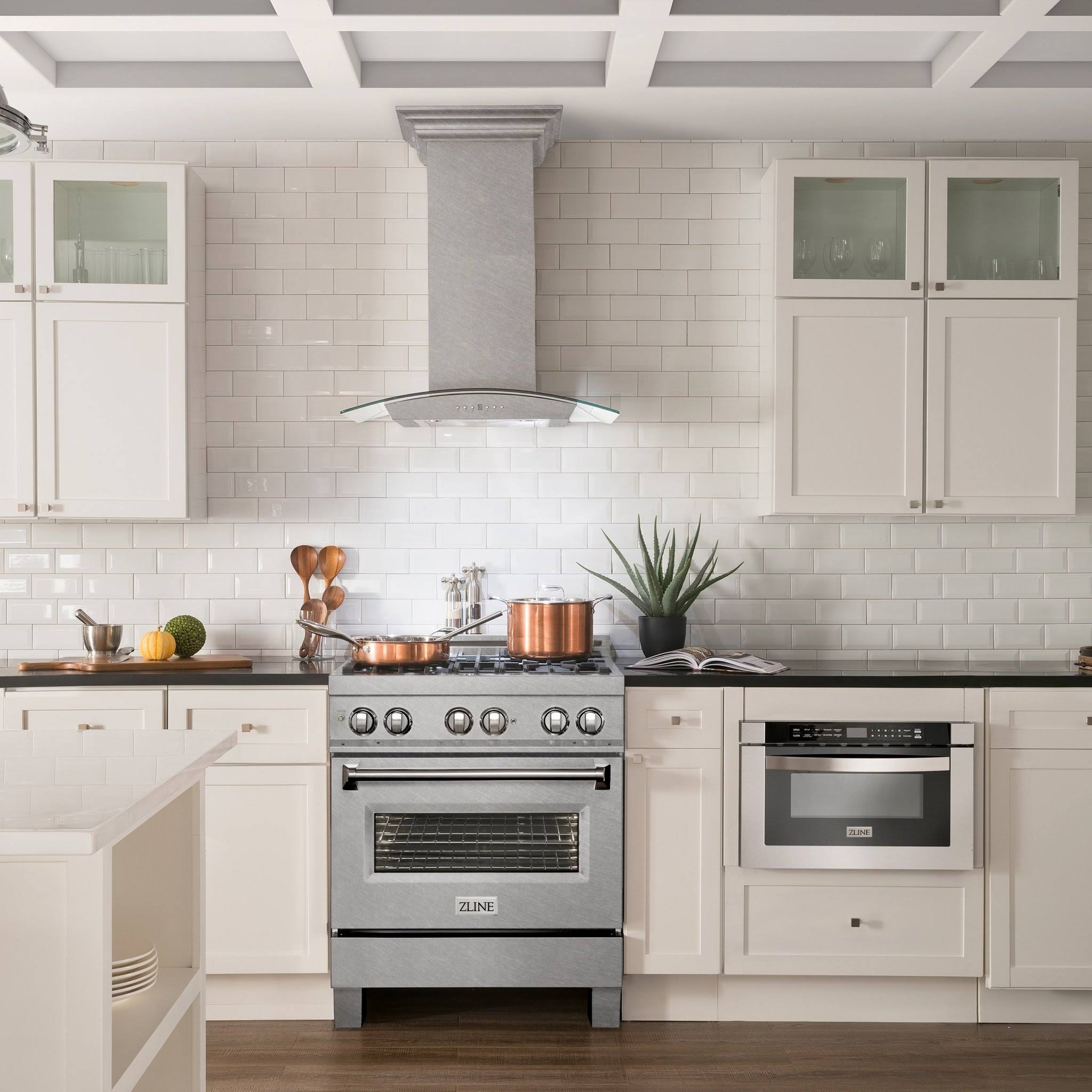 30x22 Wall Mount Range Hood in DuraSnow Stainless Steel & Glass Z11258