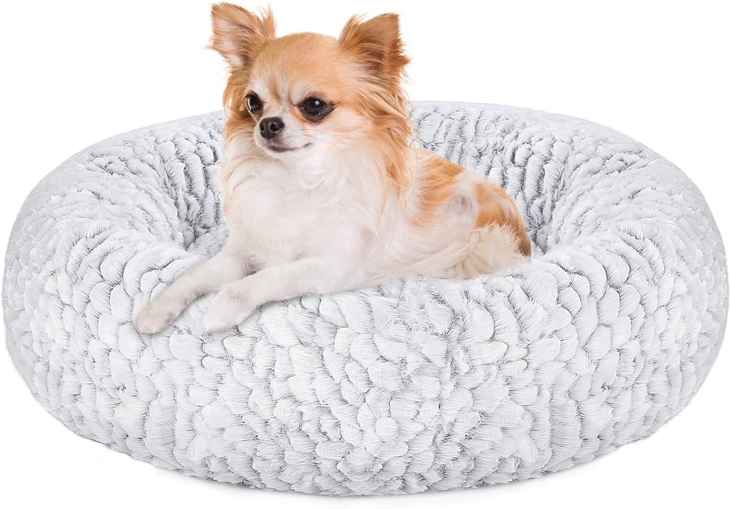 Calming Donut Dog Bed Round Fluffy Plush Washable Cuddler Pack of 2 B22075