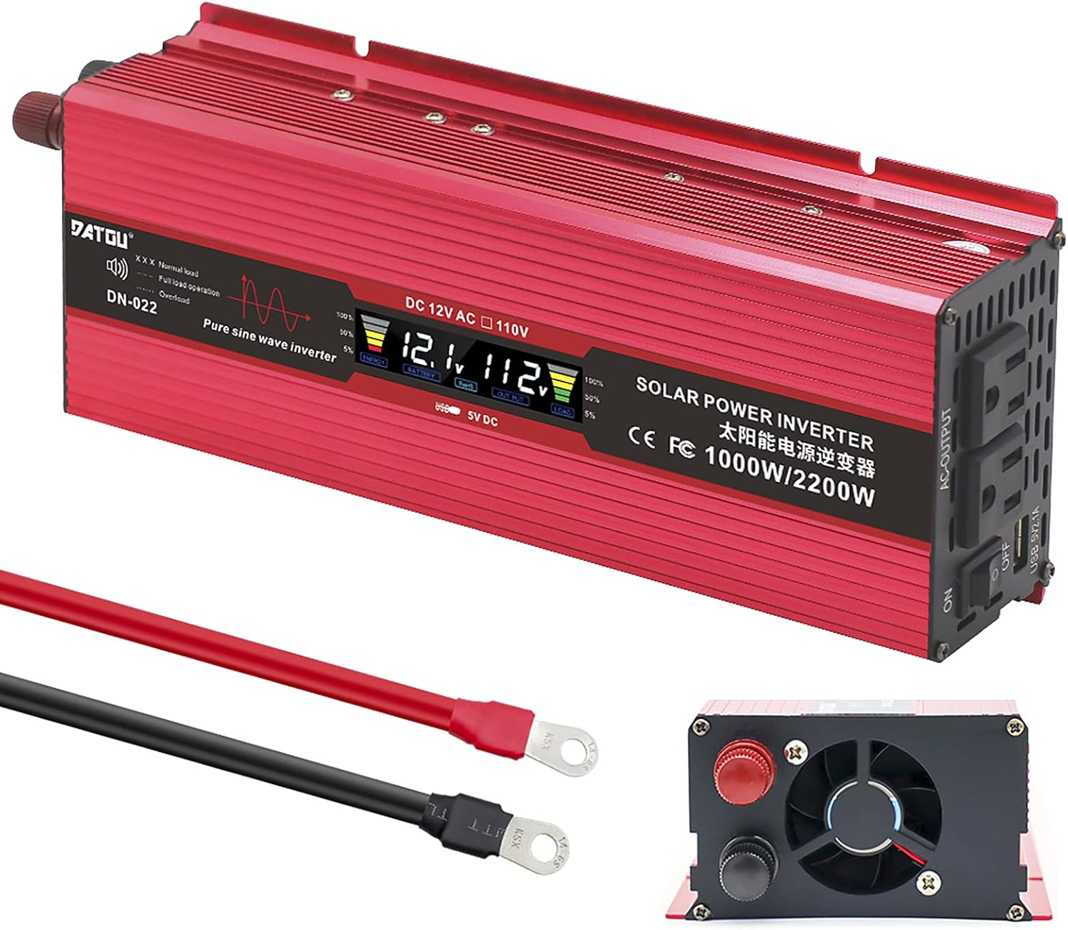 1000W Pure Sine Wave Power Inverter 12V 110V DC to AC Car Inverter with LED Display R311248