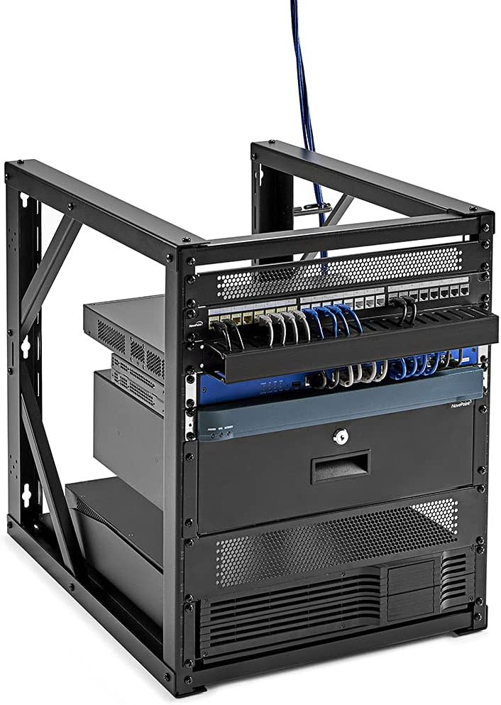12U Wall-Mount Open Frame Network Equipment Rack, 24.81 Inch Depth, Steel, Black R9689