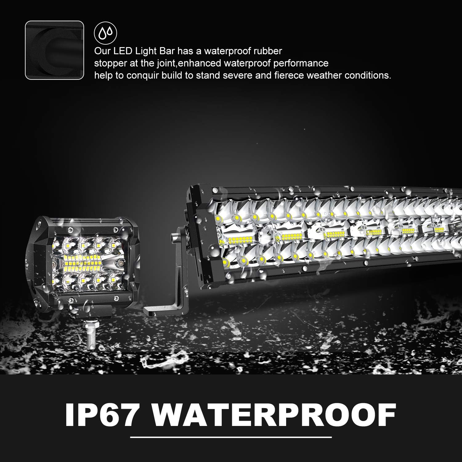 32Inch Curved LED Light Bar Kit with 2X 4Inch 60W LED Cube Light Pods Wiring Harness Spot Flood Combo Work Lights A592003