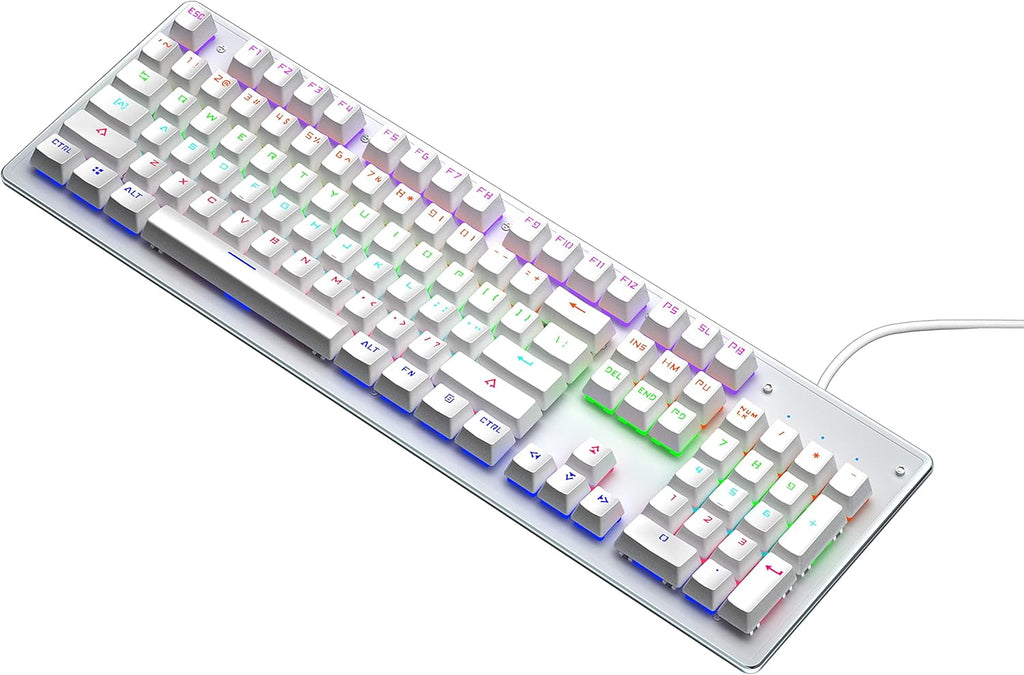 White RGB Backlit Wired Mechanical Gaming Keyboard with Blue Switches L706647