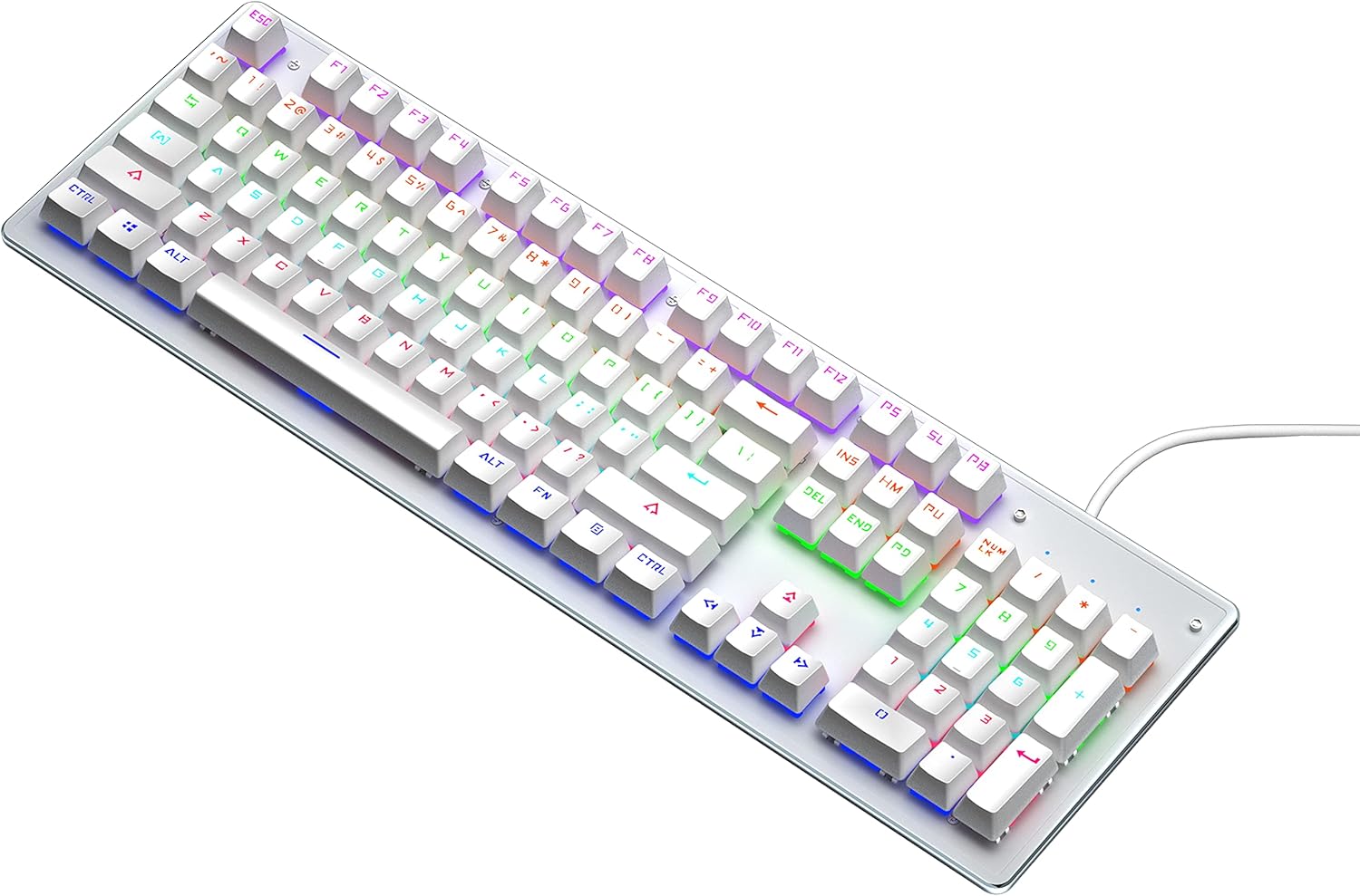 White RGB Backlit Wired Mechanical Gaming Keyboard with Blue Switches L706647
