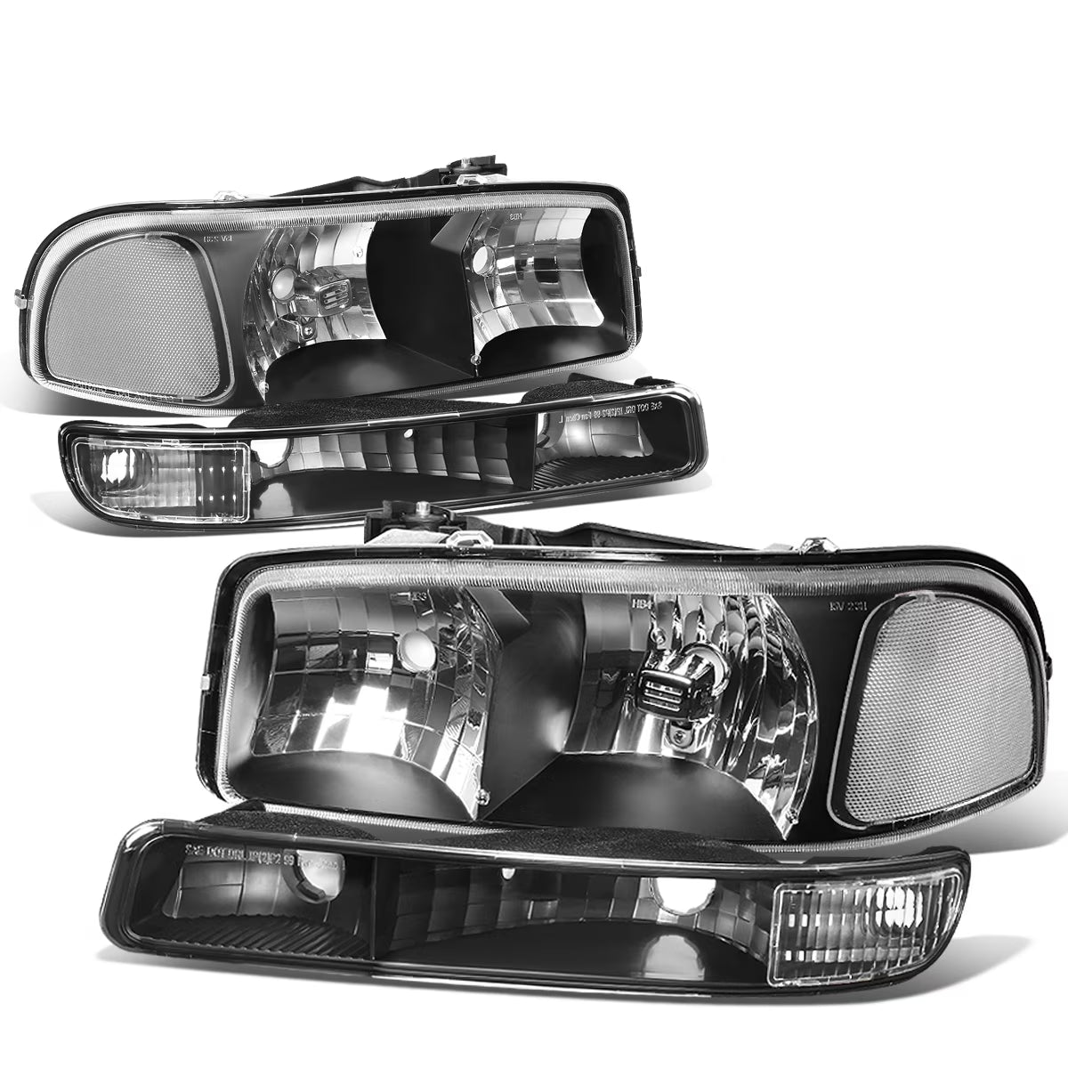 Black Housing Headlight and Clear Corner Bumper Light N845