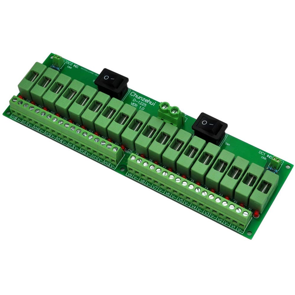 18 Channels 12V/24V 20A Power Distribution Fuse Module, Pack of 2 I59809