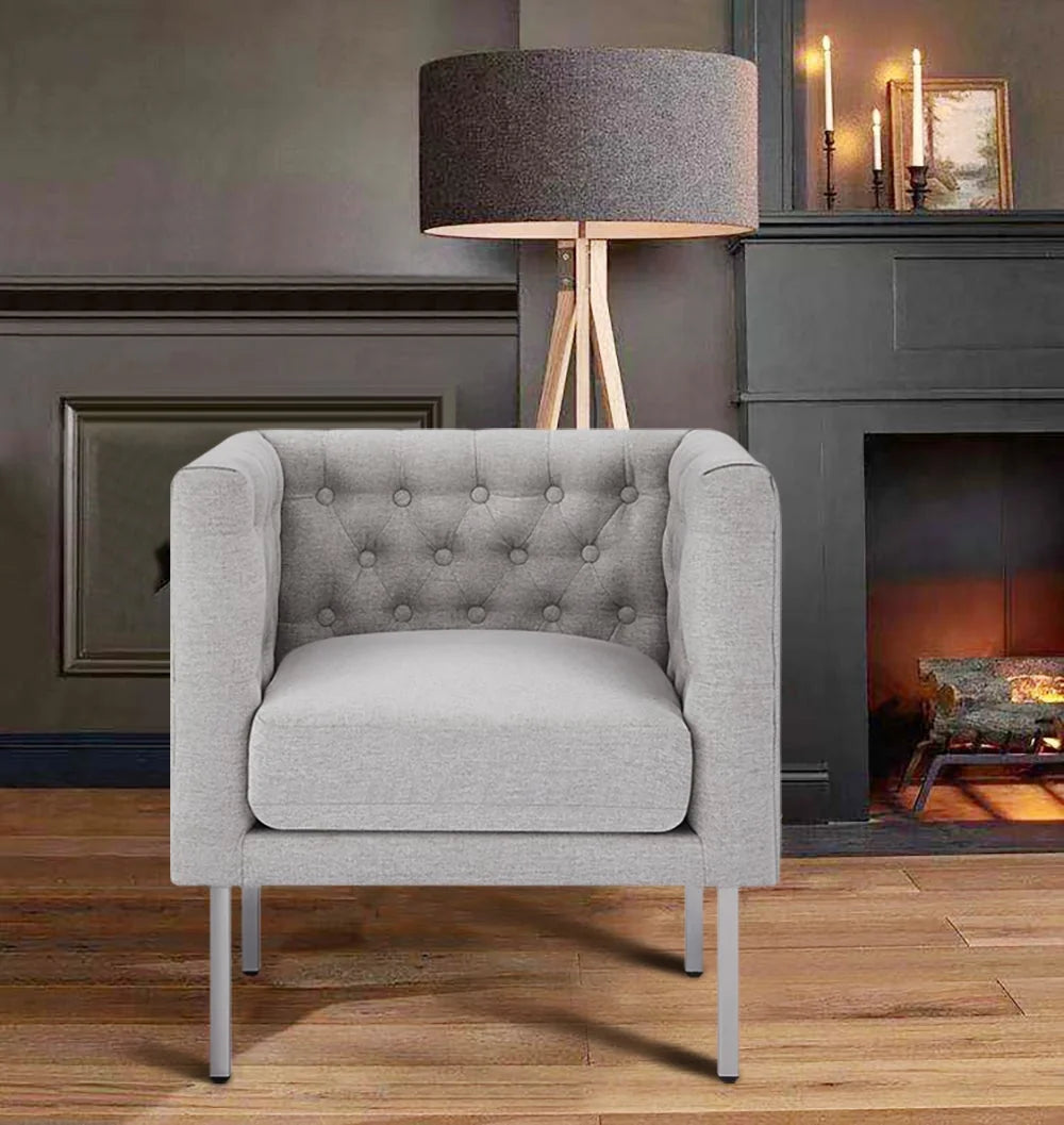 Tufted Club Chair with Metal Legs A38607