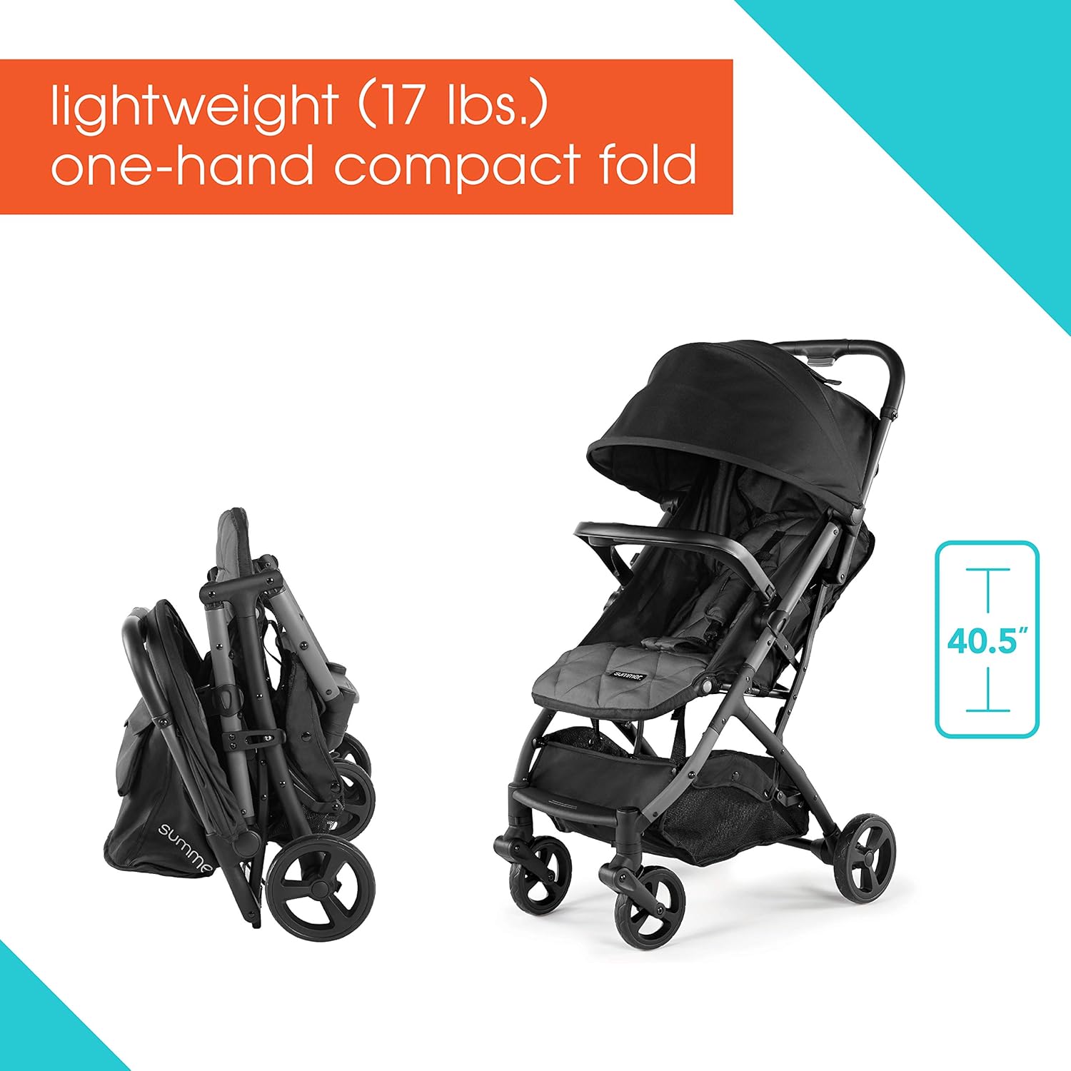 Compact Fold Stroller with One-Hand Fold and Reclining Seat E714