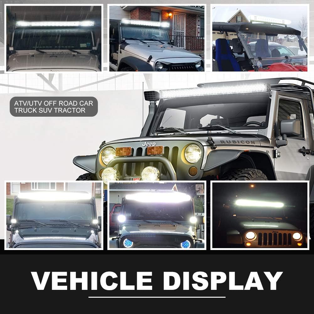 32Inch Curved LED Light Bar Kit with 2X 4Inch 60W LED Cube Light Pods Wiring Harness Spot Flood Combo Work Lights A592003