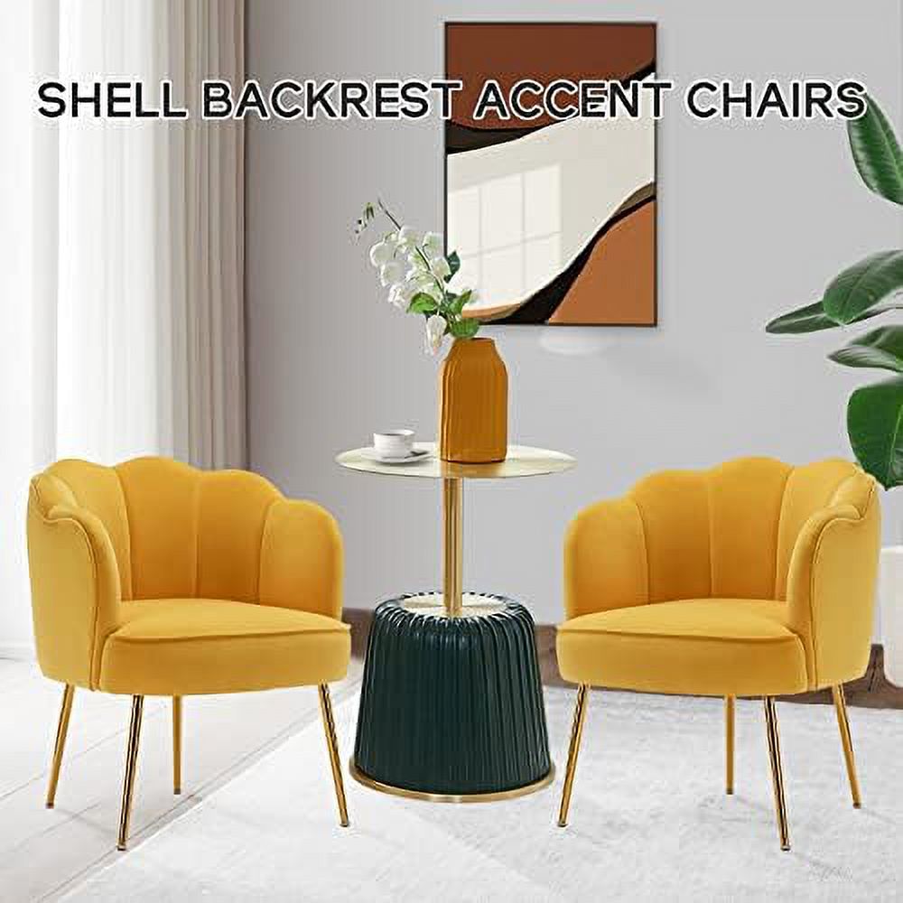 Velvet Accent Barrel Chairs with Golden Metal Legs R940837