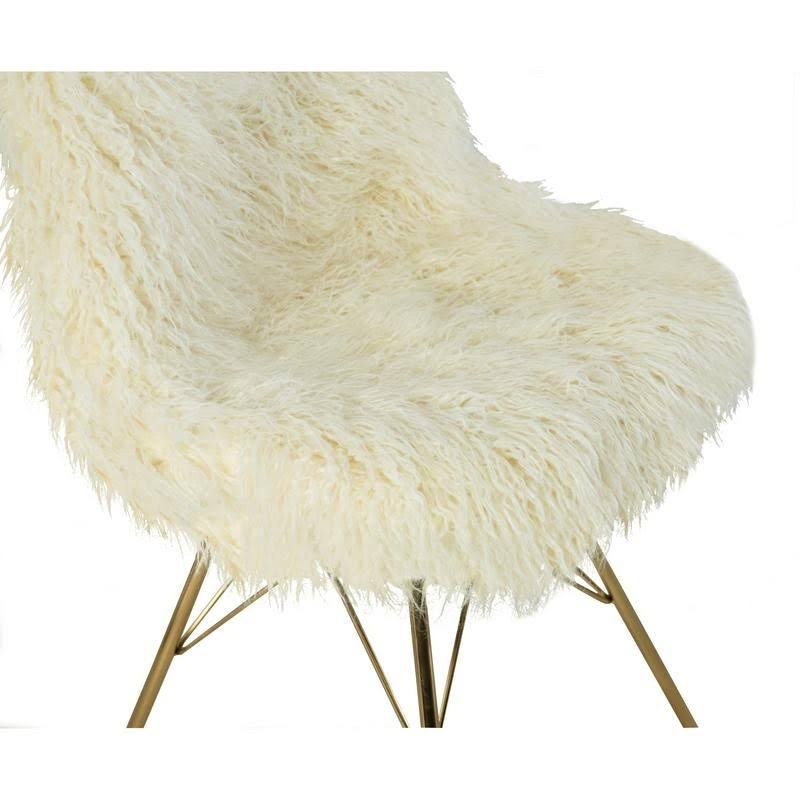 Faux Fur Chair with Gold Metal Base G207960
