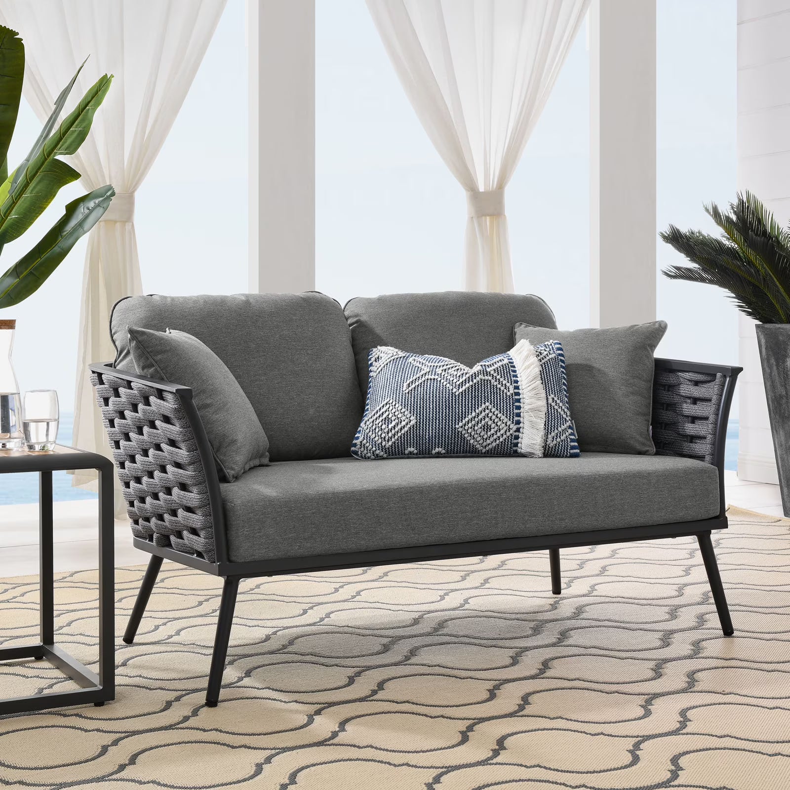 Gray Charcoal Aluminum Outdoor Loveseat S799
