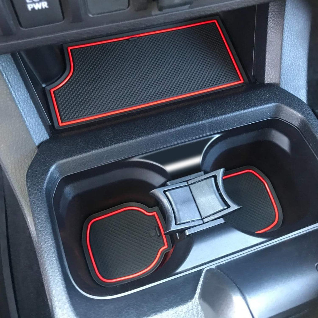 Red Trim Non-Slip Cup Holder Console Door Pocket Inserts Mats U412