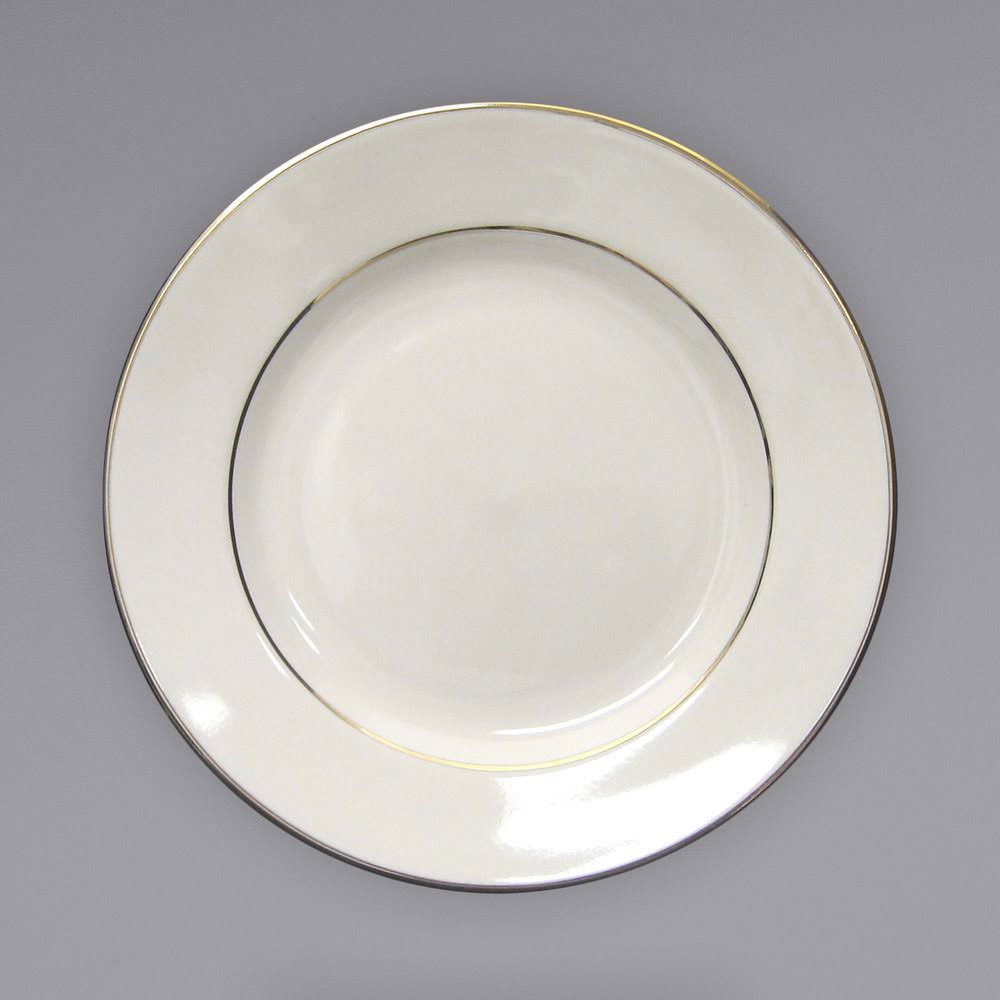 Gold Rim Ivory Stoneware Plate - 12/Case K41023