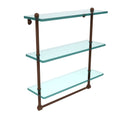 16x22 Triple Tiered Glass Shelf with Towel Bar Antique Bronze A826