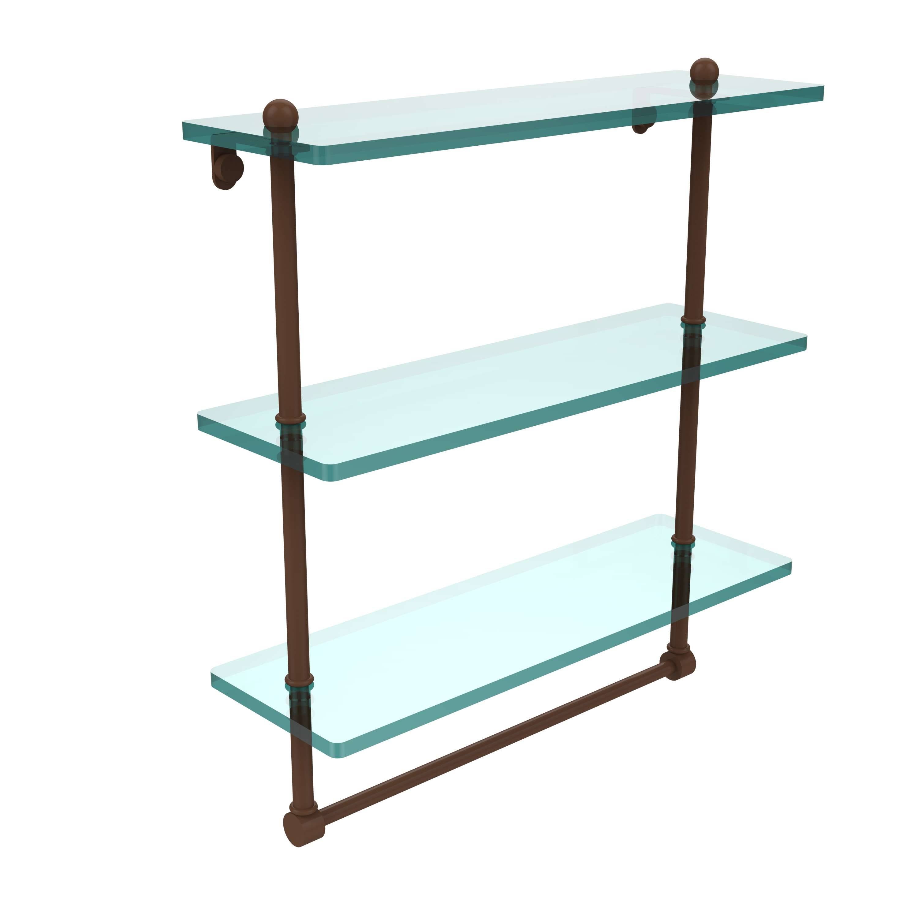 16x22 Triple Tiered Glass Shelf with Towel Bar Antique Bronze A826