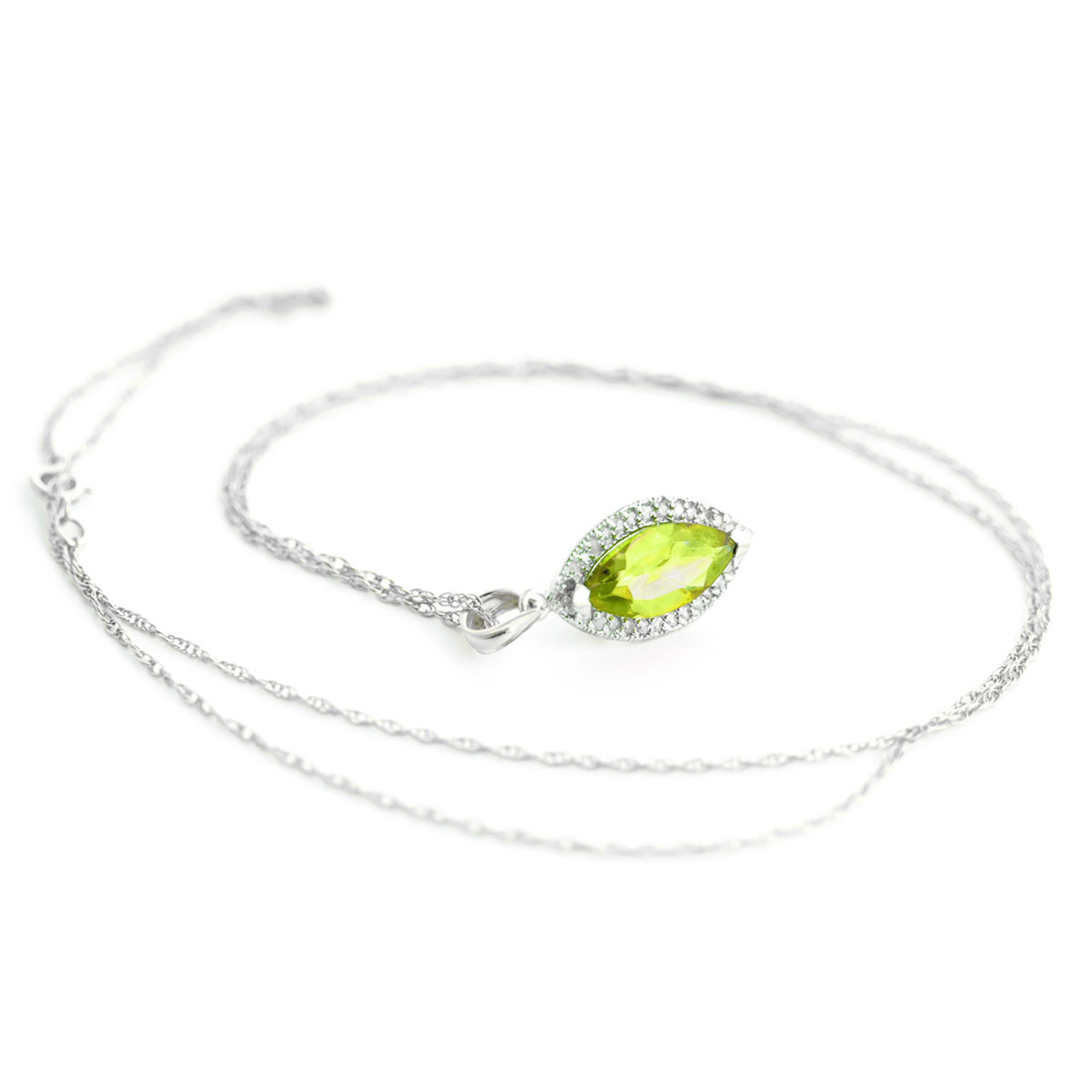 14k White Gold Diamond & Peridot Pendant Necklace F115