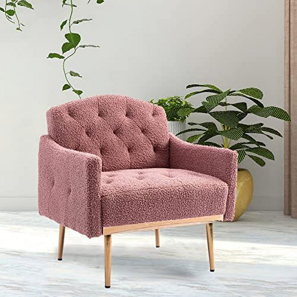 Upholstered Velvet Accent Chair with Arms and Metal Legs I204
