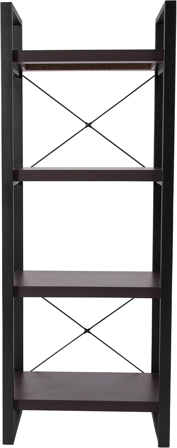 Charcoal Wood Grain 4 Shelf Etagere Bookcase R578
