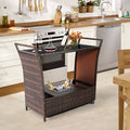Bar Cart with Steel Frame and Wicker A543