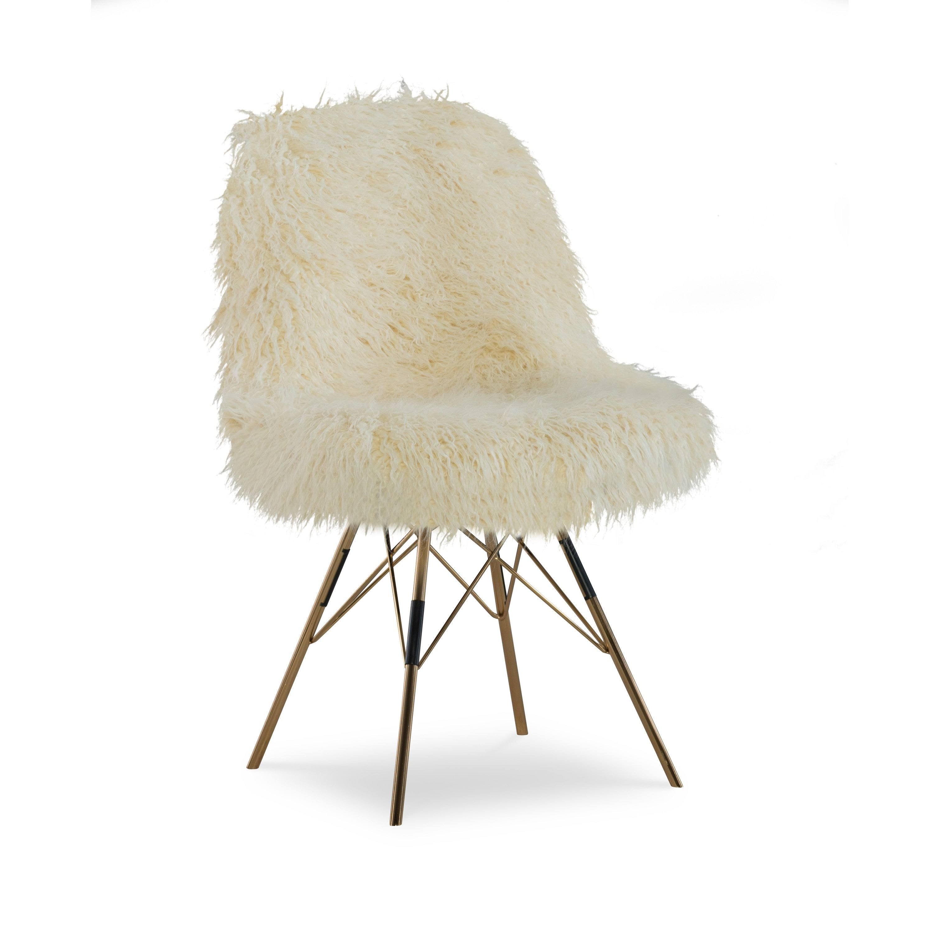 Faux Fur Chair with Gold Metal Base G207960