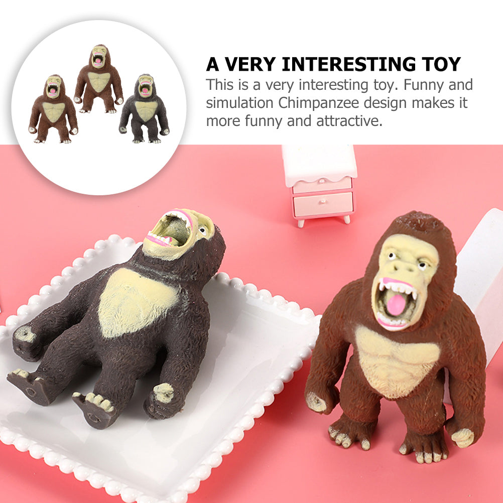 3 Pcs Monkey Toy Pressure Chimpanzee Children’s Toys Animal Decompression Figure E582754