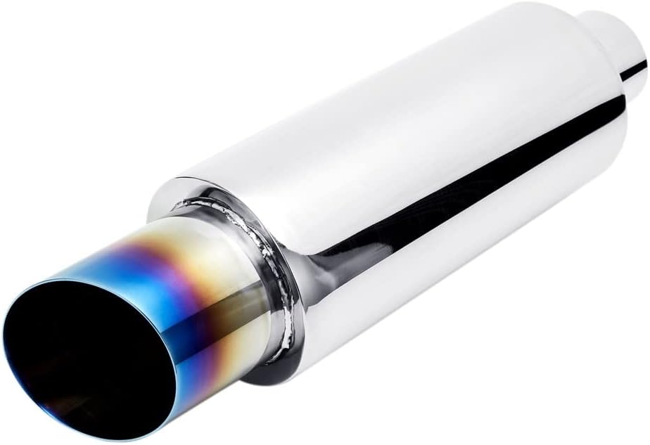 2.25'' Inlet 3'' Outlet Exhaust Burnt Muffler Tip Stainless Steel 14.7'' Length Pack of 2 R181
