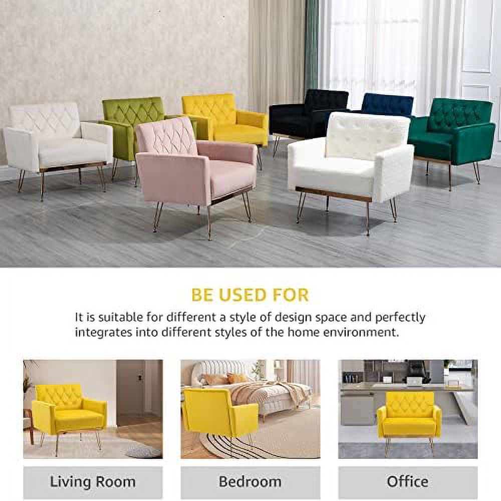 Mustard Velvet Accent Chair with Metal Legs Y3430