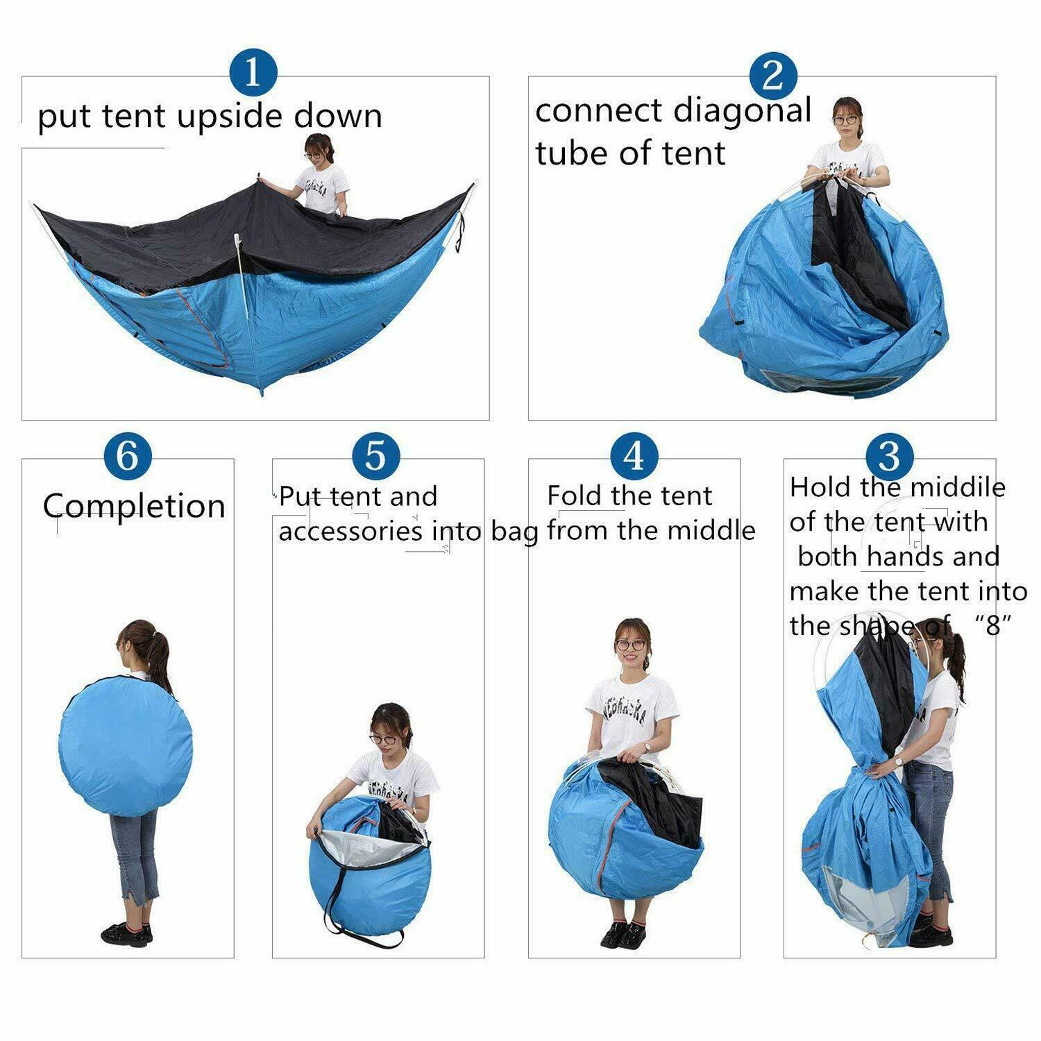 2 Person Instant Pop Up Camping Tent, 78 inch Blue D737610