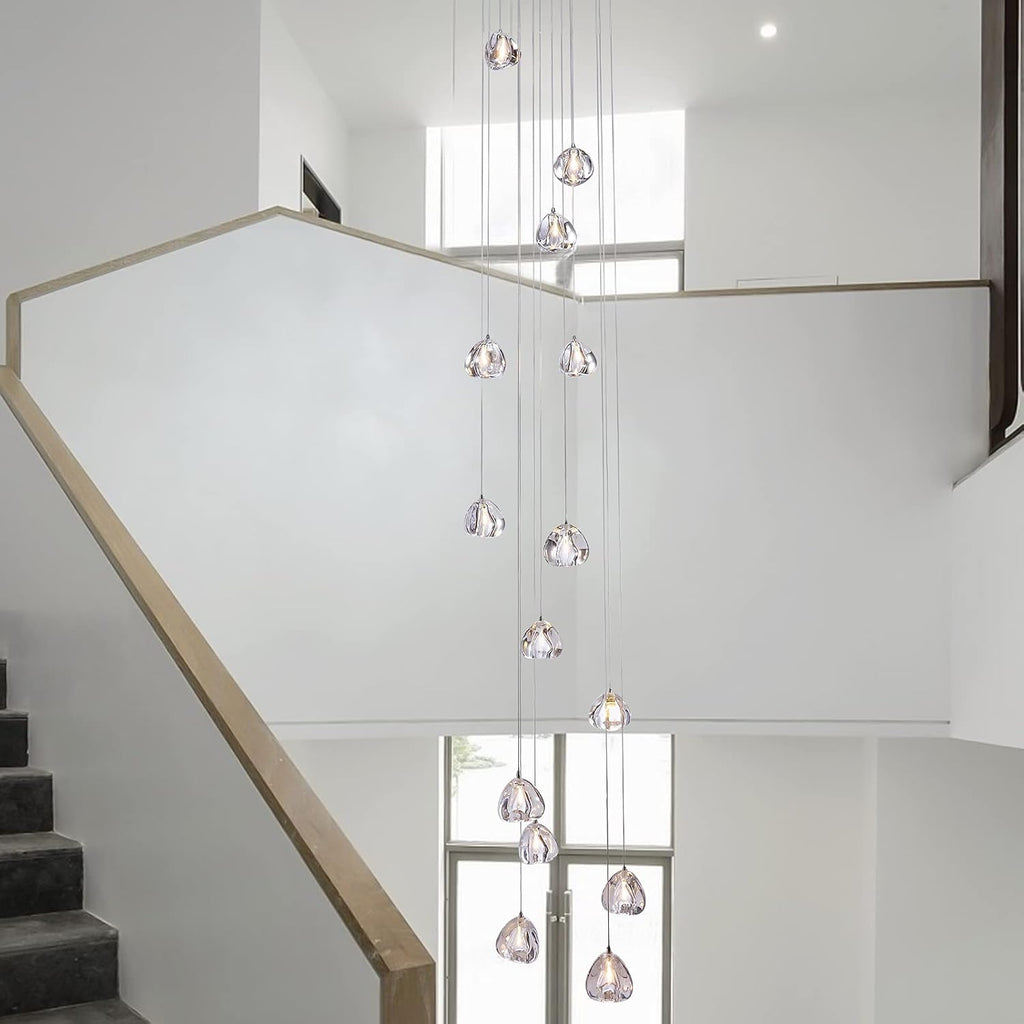 Crystal Chandelier 14 Lights High Ceiling Raindrop Pendant Light W15.7 x H157 L1694