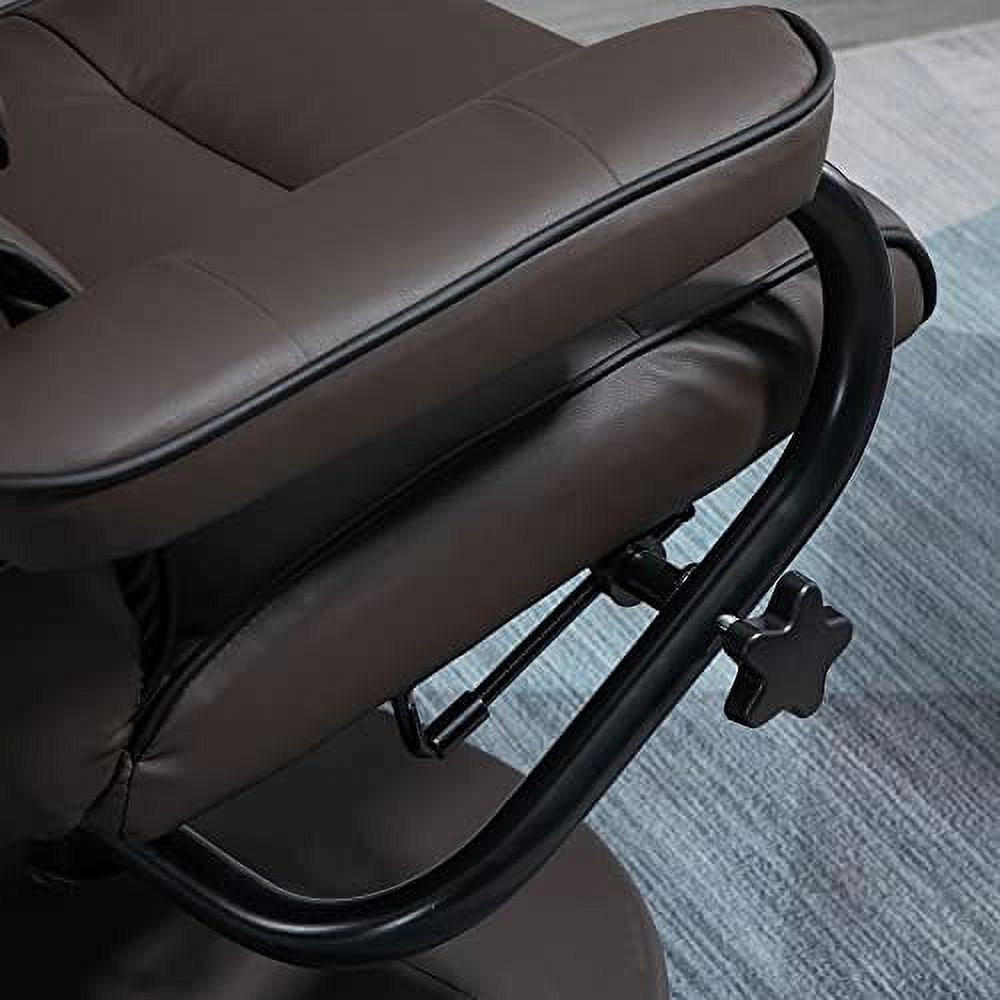 Brown PU Leather Swivel Recliner Chair with Ottoman G41339