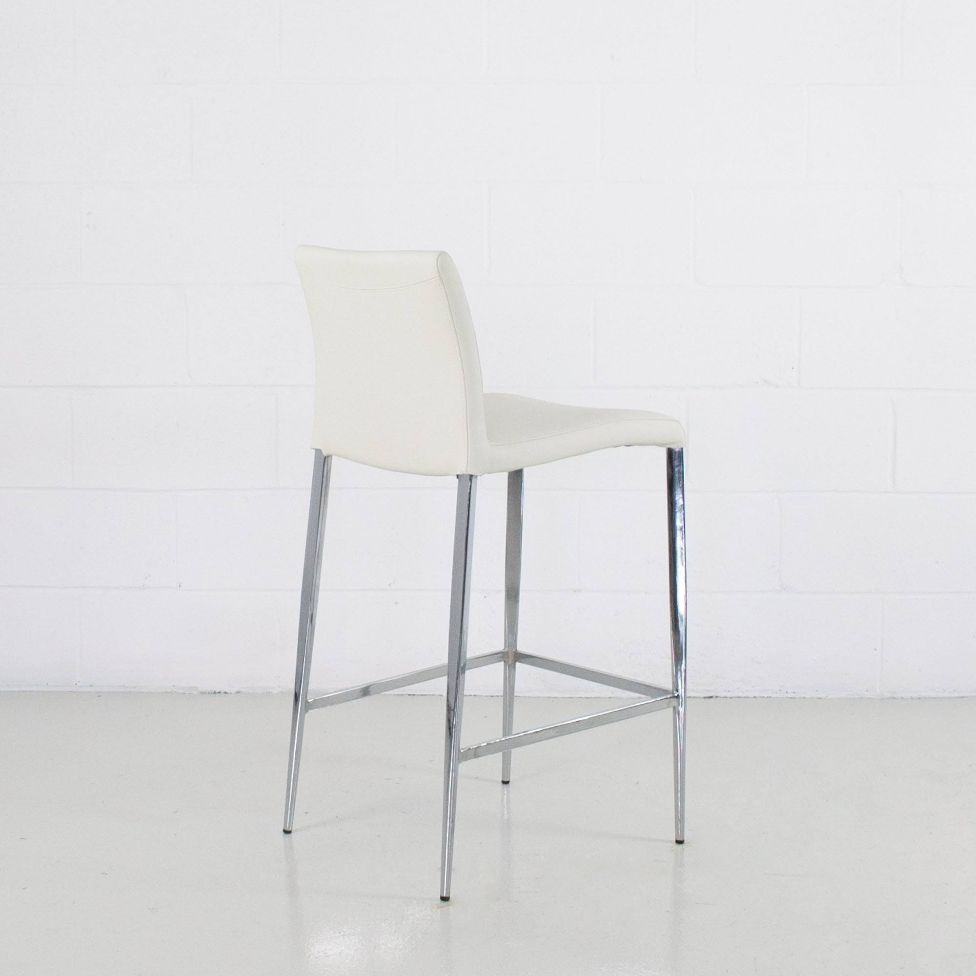 White Leatherette Chrome Counter Stool N57455