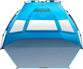 Pop Up Beach Tent for 4 Person with UPF 50+ UV Protection Removable Skylight Family Size Blue D3137