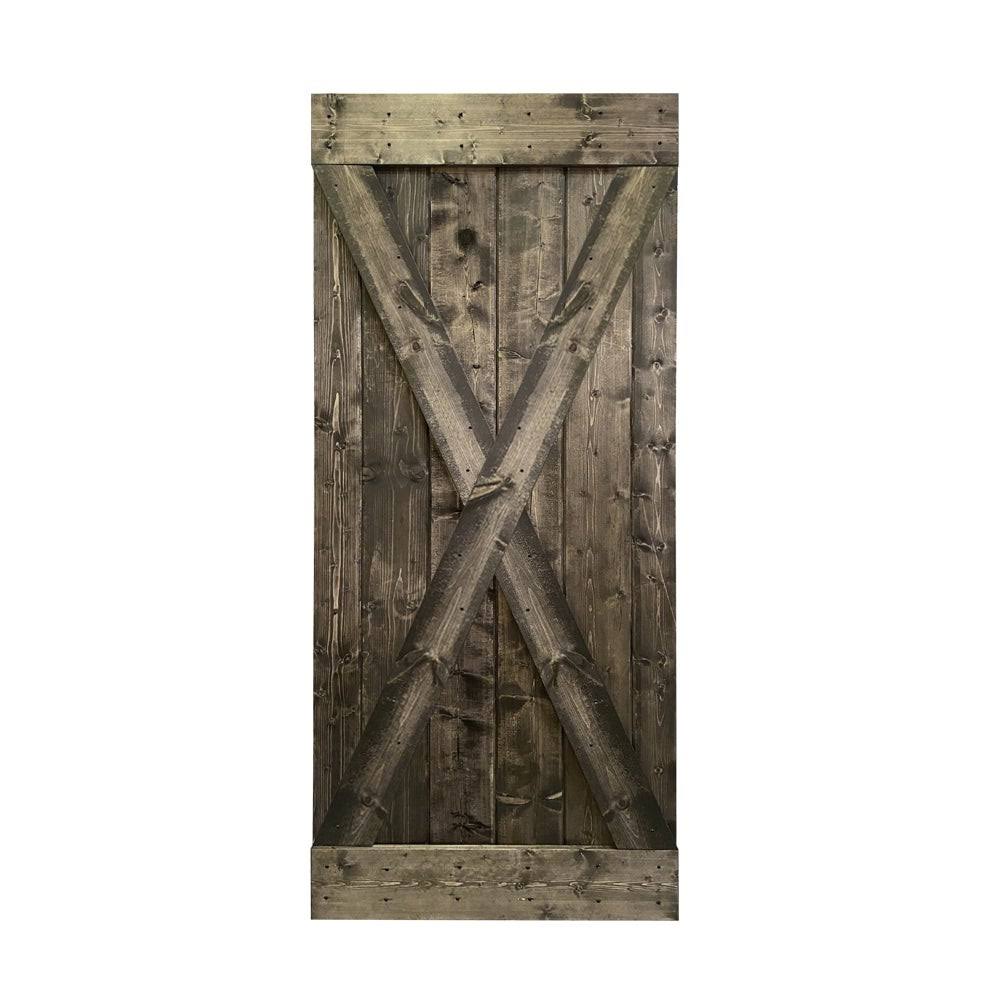 Solid Ocean Blue Stained Pine Wood Interior Sliding Barn Door Slab E409141