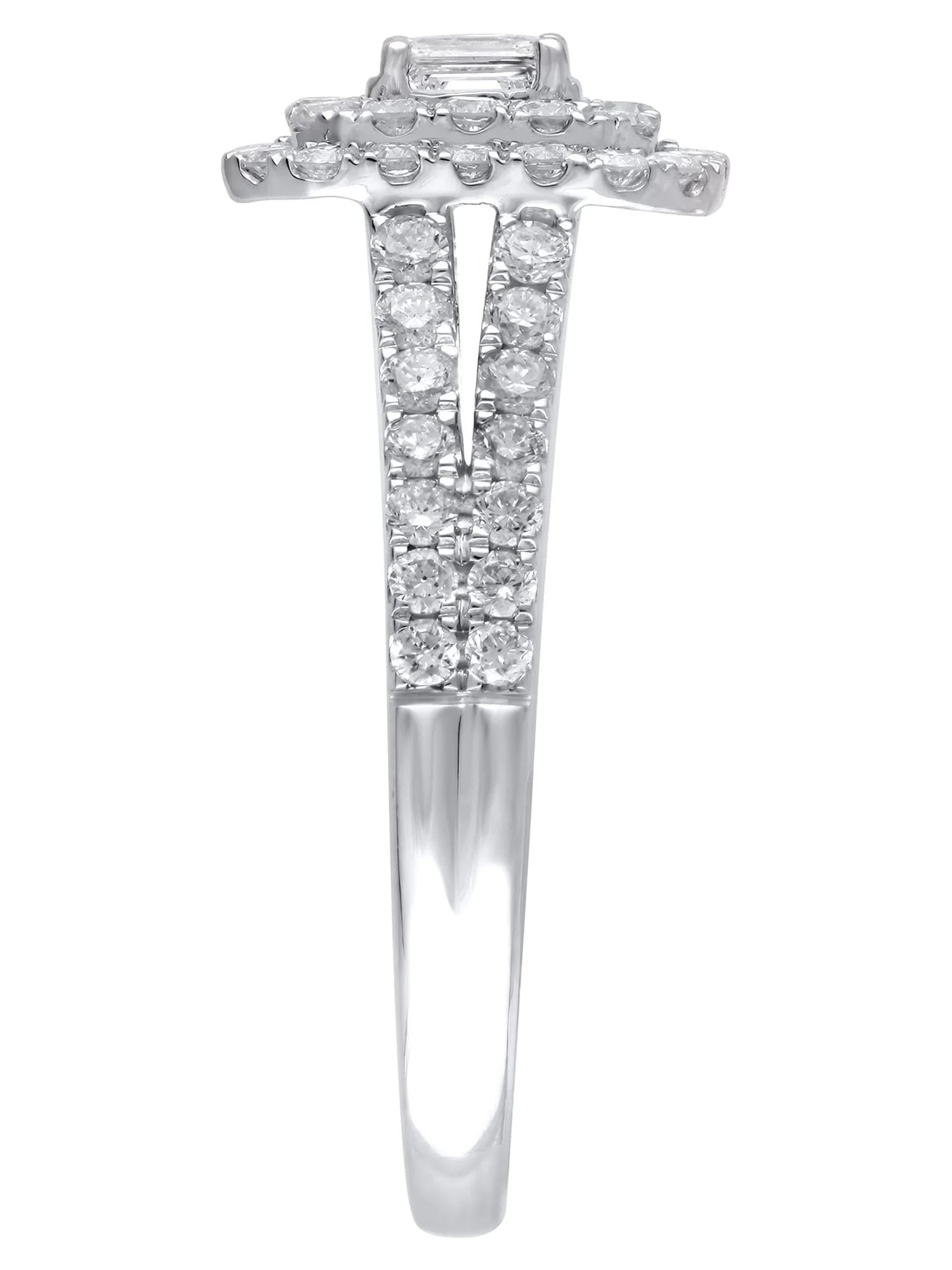 Emerald Cut Diamond Engagement Ring in 10kt White Gold S46485