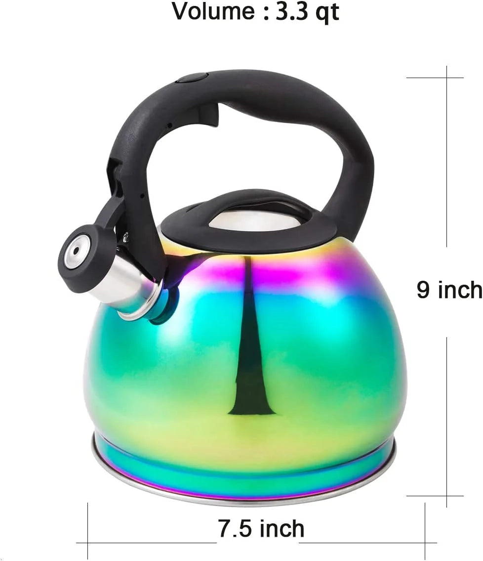 Rainbow Whistling Tea Kettle Stainless Steel 3.2 Quart O1543