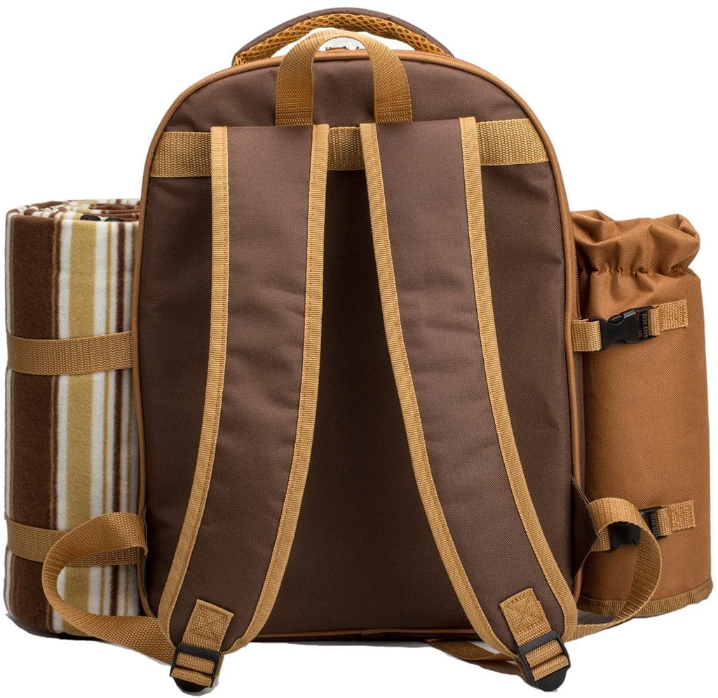 Picnic Backpack for 2 Person with Cooler Compartment, Fleece Blanket, Plates and Cutlery K432927