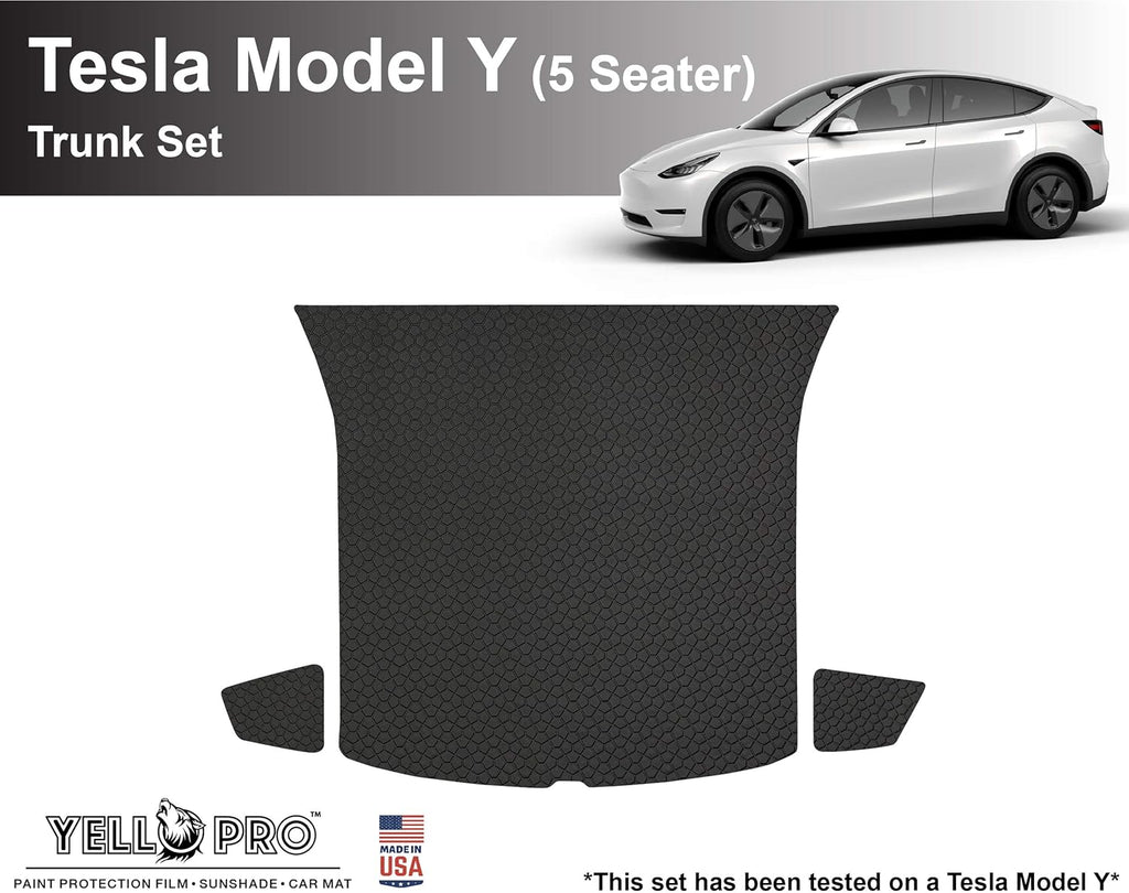 Black Rubber Cargo Floor Mat for Tesla Model Y 5 Seater H102