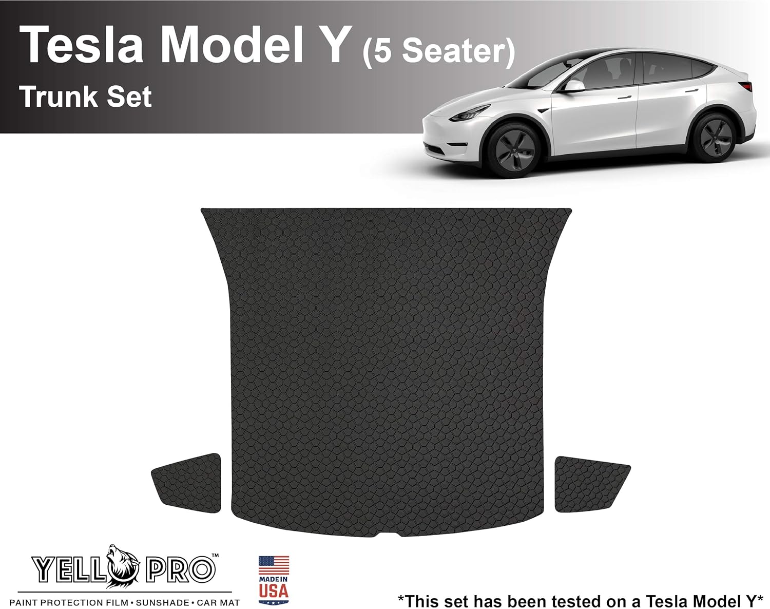 Black Rubber Cargo Floor Mat for Tesla Model Y 5 Seater H102