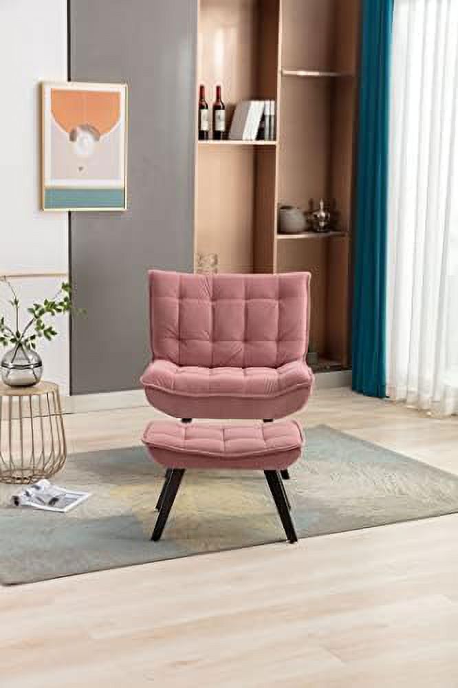 Pink Velvet Accent Chair with Ottoman K63072