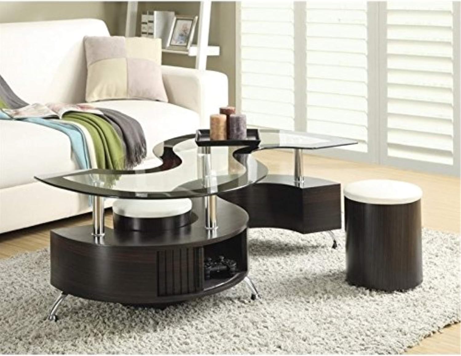 Cappuccino Coffee Table with Stools C75231
